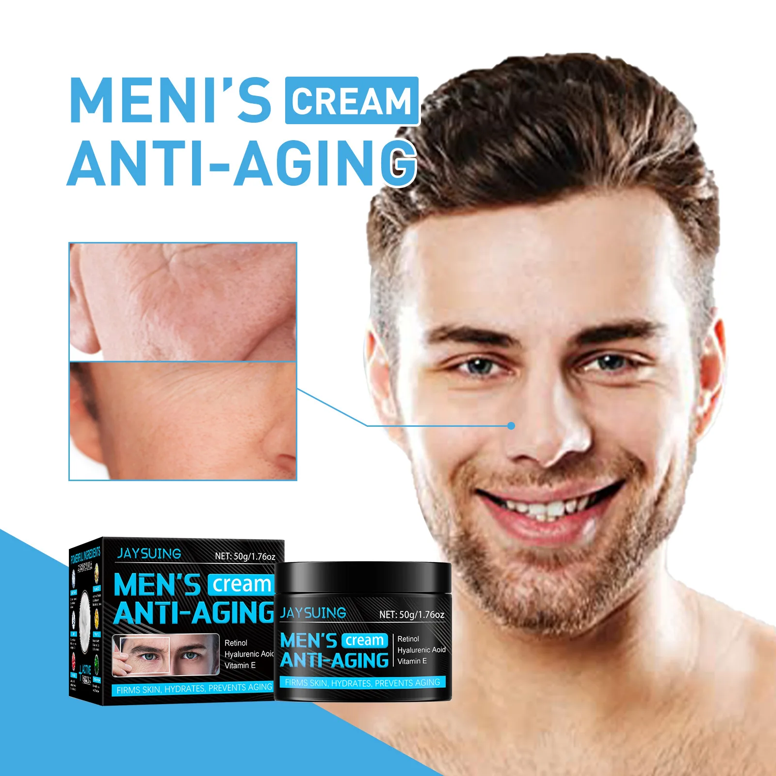 1pcs 50g Men's Cream Lightens and Tightens The Skin Restore Elasticity Hydrating Moisturizing Anti-aging Cream Free Shipping