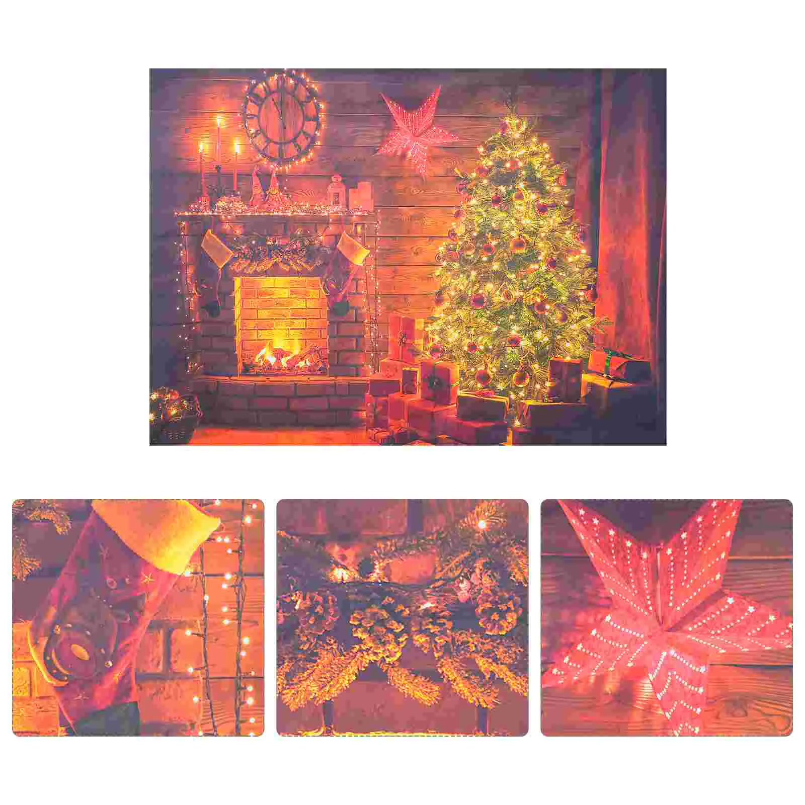 

Christmas Backdrop Walltapestry Fireplace Hanging Background Photography Tapestries Backdrops Hangings Mantle Photo