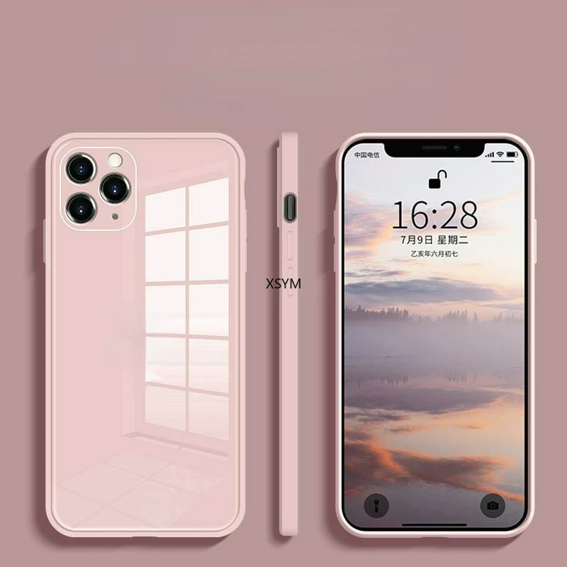 

Suitable for IPhone12 Promax Straight Edge Liquid Silicone Mobile Phone Case IPhone13 Glass Anti-fall Protective Cover Iphine 11