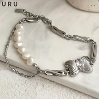 trendy jewelry metal chain bracelet popular design high quality bowknot natural freshwater pearl charm bracelet for women gifts