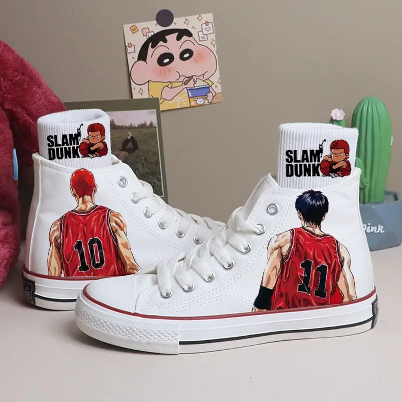 

Slam Dunk Canvas Shoes Animation Peripherals Rukawa Kaede Mitsui Hisashi Student Couple Simple Fashionable High-top Sneakers