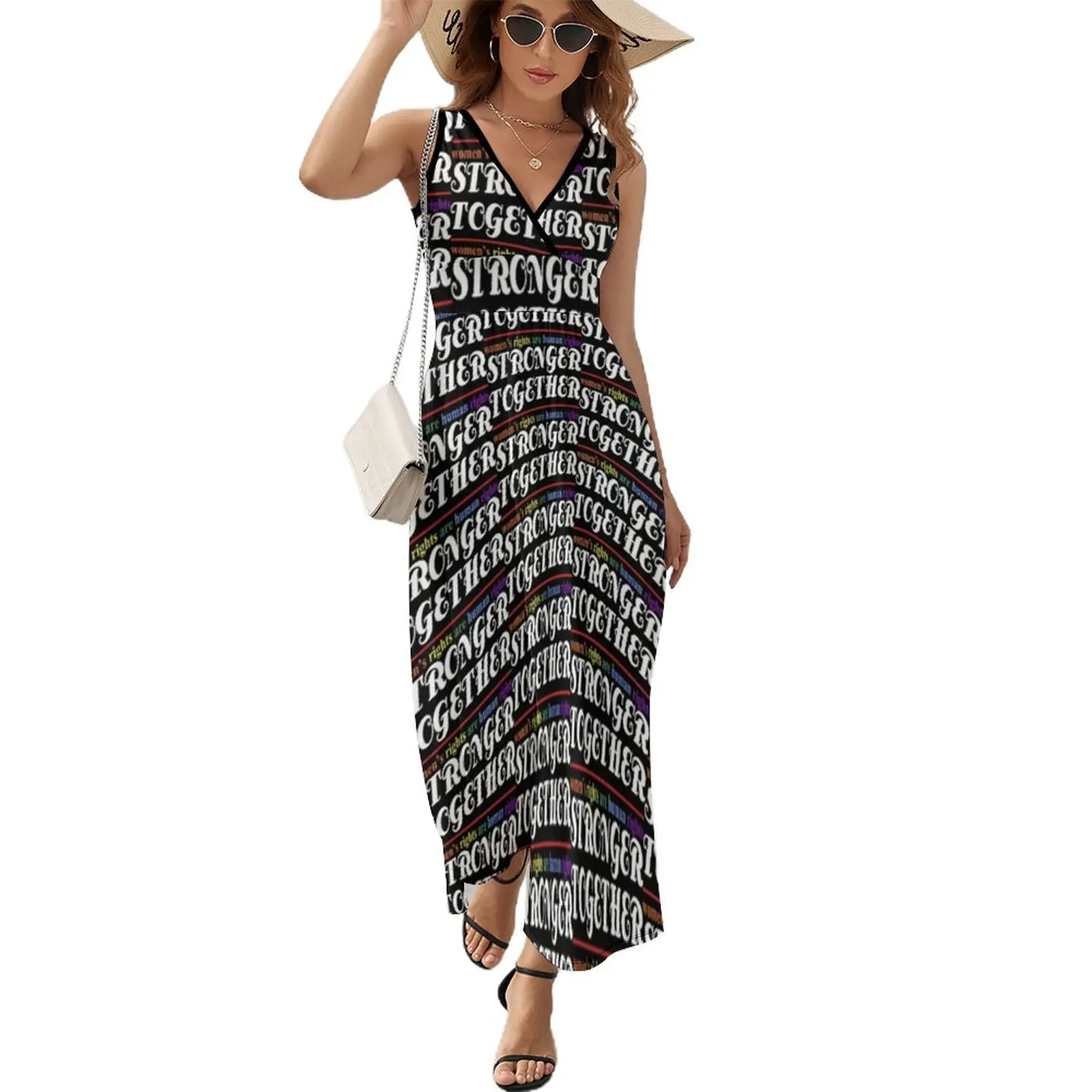 

Stronger Together Women's Rights Are Human Rights A-Line Dress Dress Cute Maxi Dress V Neck Graphic Boho Beach Long Dresses