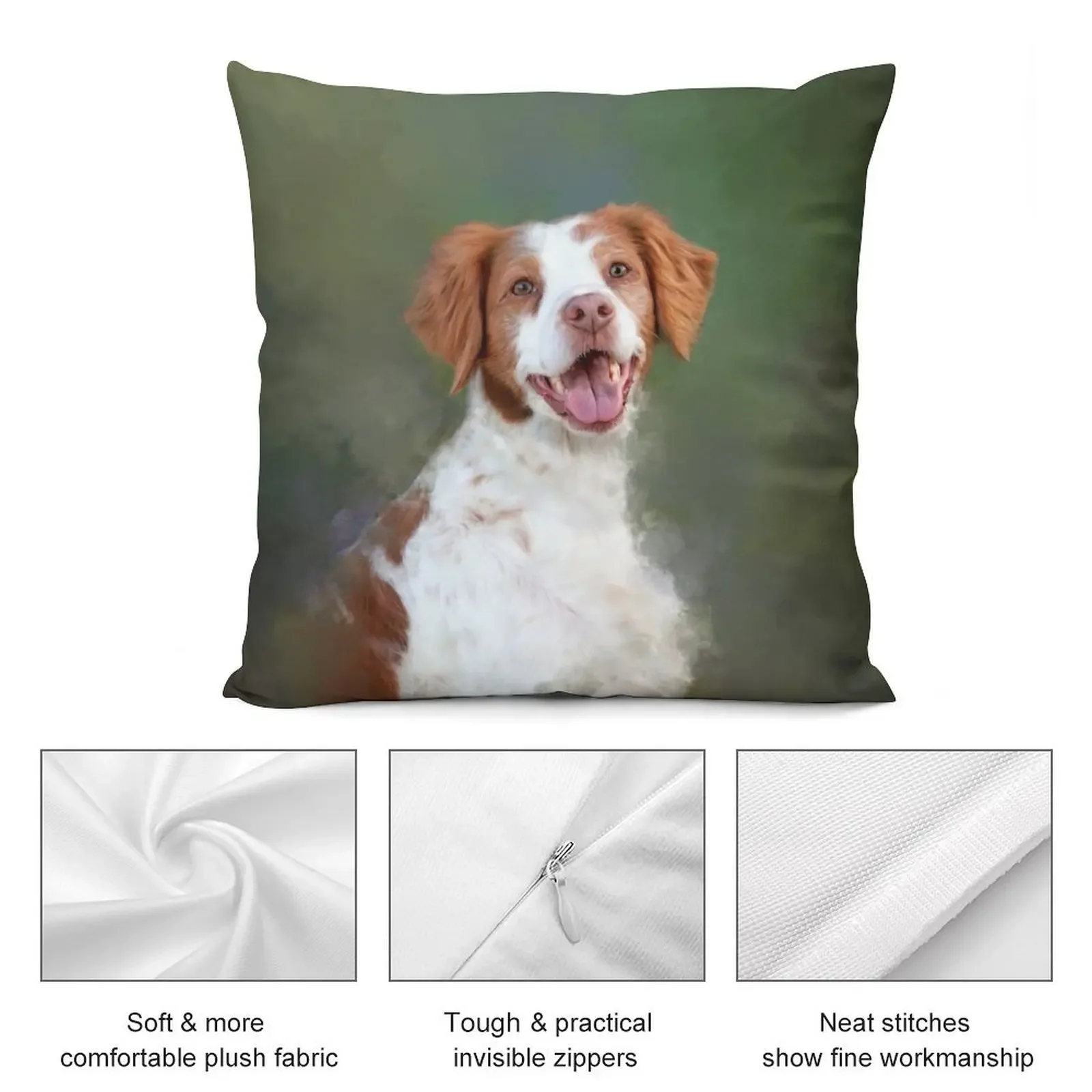 Бретани-спаниель собака художественная декоративная подушка Рождественская для