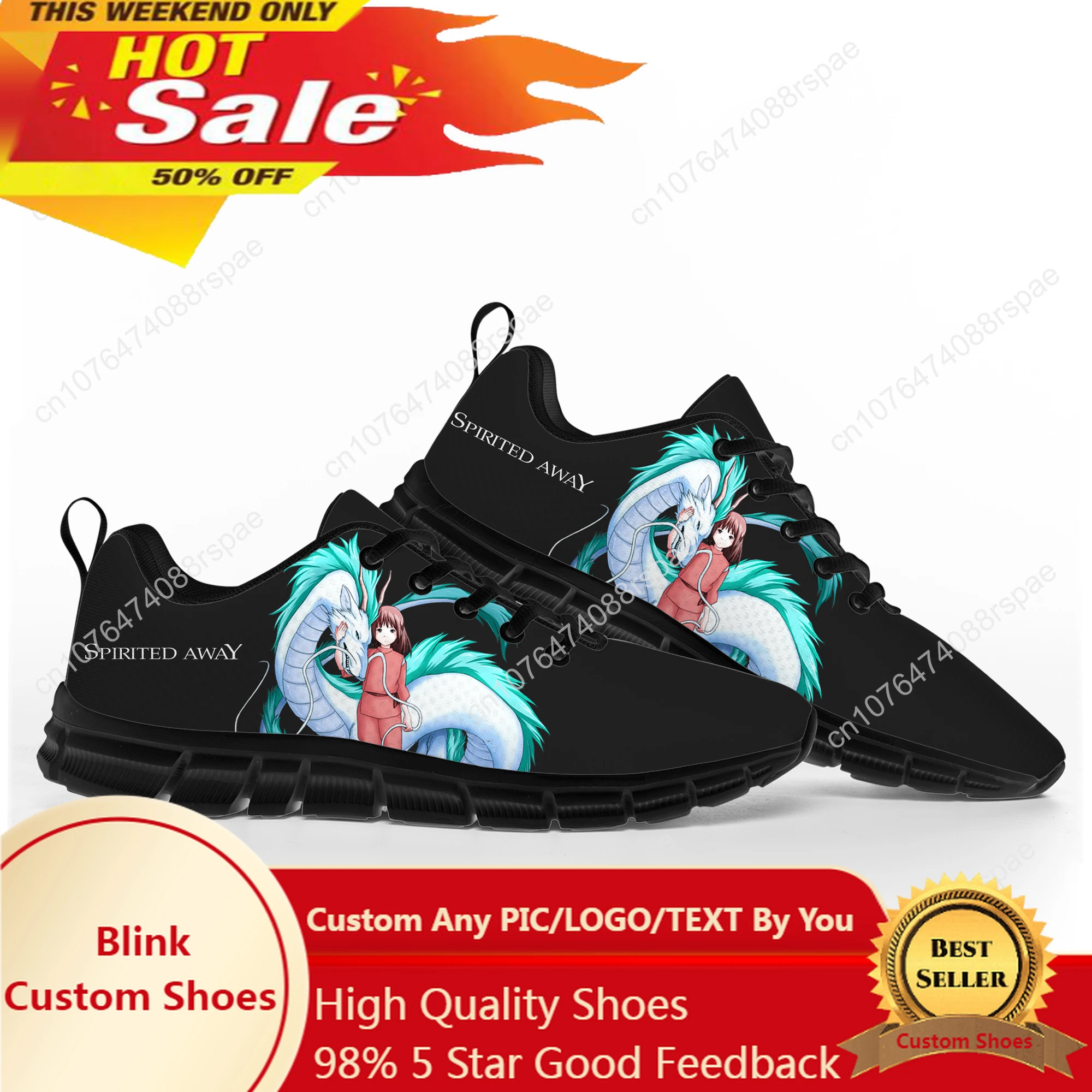 

Spirited Away Miyazaki Sports Shoes Mens Womens Teenager Kids Children Sneakers Custom High Quality Couple Black Casual Shoe