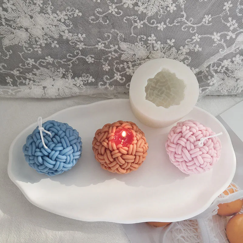 

Home Decoration Scented Soap Candle Silicone Mould Wool Weave Knot Shape Candle Mold