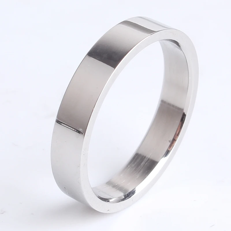 

4mm smooth Flat silver color 316L Stainless Steel wedding rings for women wholesale