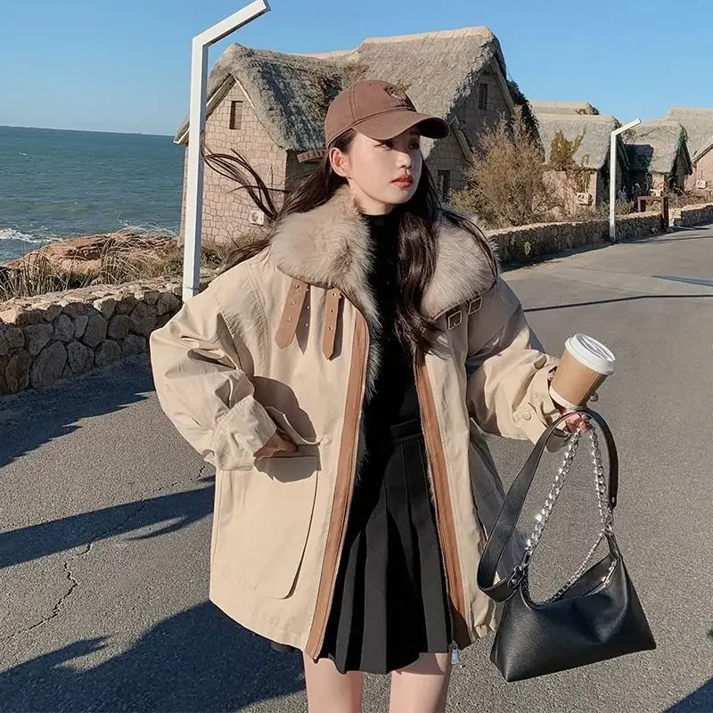 Женское зимнее укороченное хлопковое пальто Khakipetite с флисовой подкладкой