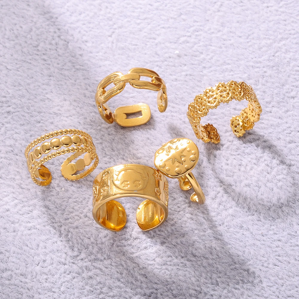 Ежедневные открытые кольца из нержавеющей стали для женщин позолоченное