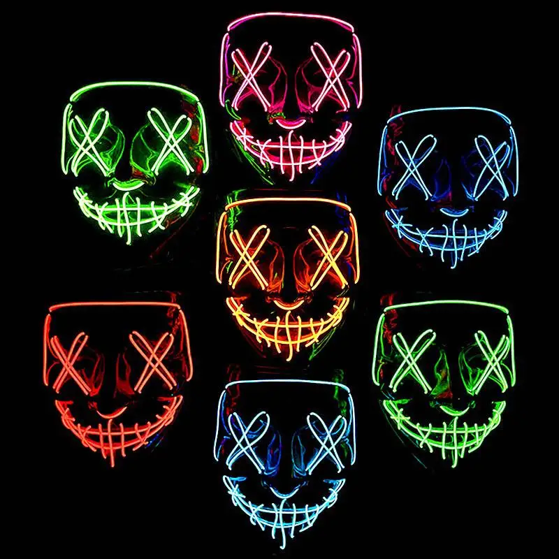 

Cosmask Halloween Party Led Mask Masque Masquerade Neon Light Glow In The Dark Mascara Horror Glowing Masks Costume Supplies