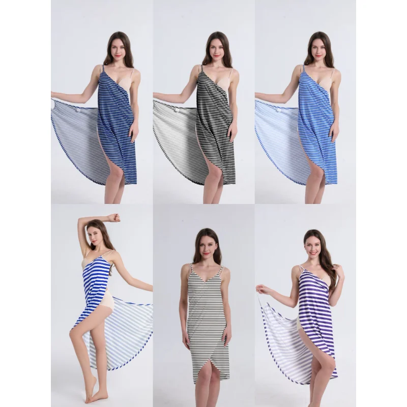 Новинка 2022, сексуальное пляжное платье, купальник с принтом в полоску, юбка на бретелях, женская одежда для женщин, летние платья, белое платье