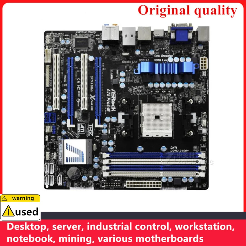 

Используется для ASROCK A75 PRO4-M M-ATX Материнские платы Socket FM1 DDR3 16GB для AMD A75 десктопной материнской платы SATA III USB3.0