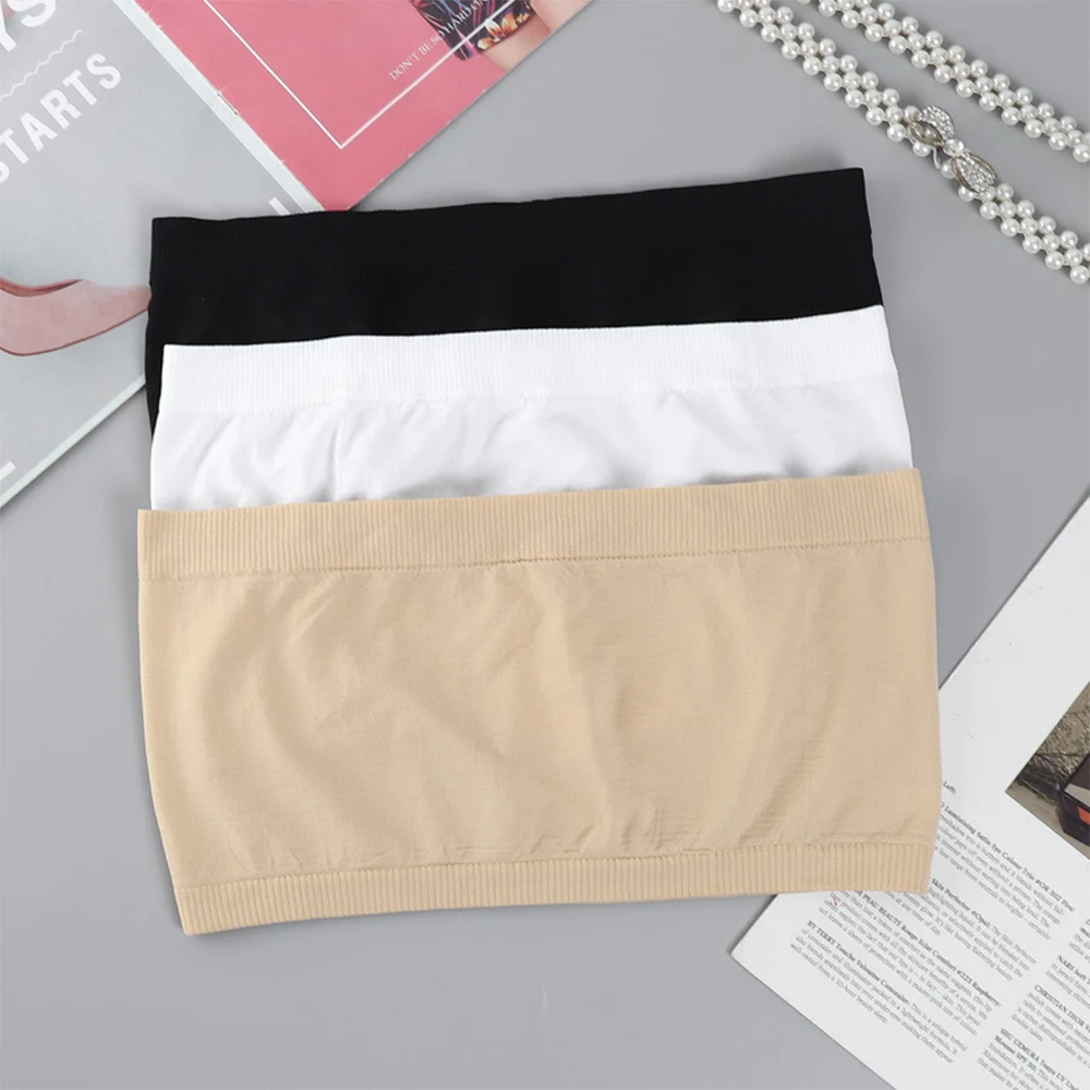 

Women Breathable Bra Seamless Tank Top Anti-glare Chest Wrapping Thin Bottoming Wiping Invisible Chest Vest Sleeveless Underwear