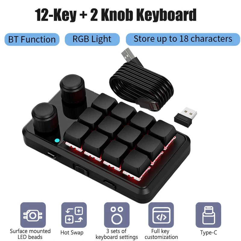 Программирование макросов клавиатура с пользовательской ручкой RGB 3-клавишная