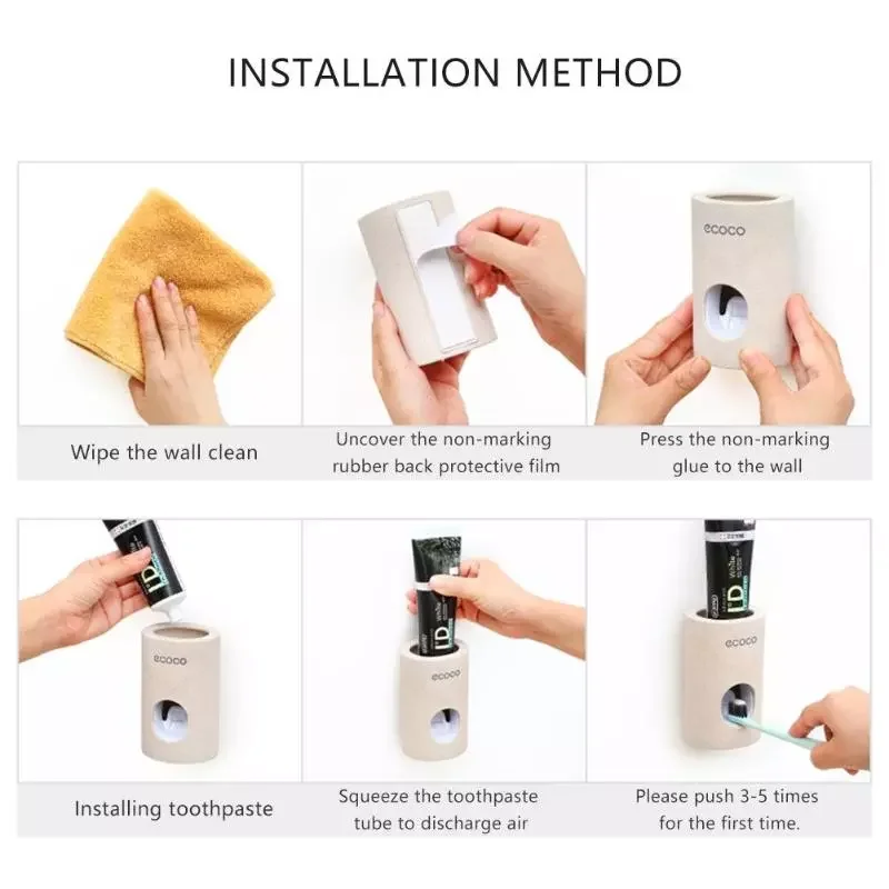 

Automatic Toothpaste Dispenser Dust-proof Wall Mount Stand Toothpaste Squeezers with carton box Bathroom Accessories Set