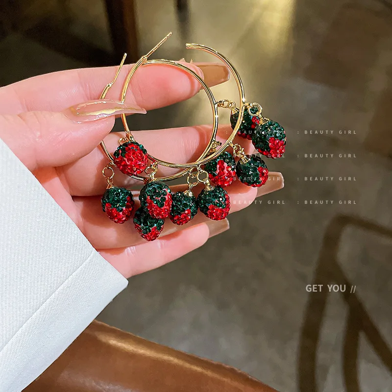 

Корейские Роскошные серьги золотого цвета с милыми кристаллами в виде фруктов