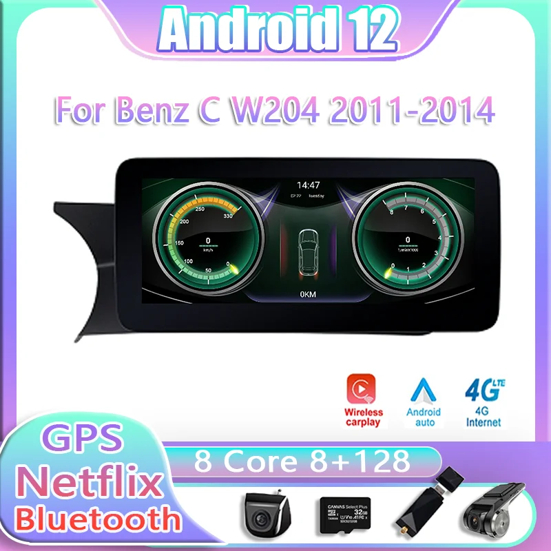 

10.25 Inch Android 12 For Benz C W204 2011-2014 IPS Automati Touch Screen Car Radio Vehicle Multimedia Video Player Auto Carplay