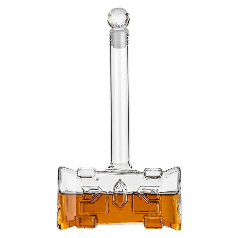 Стеклянный графин для виски 400 мл в форме молотка с герметичной пробкой 3D кувшин