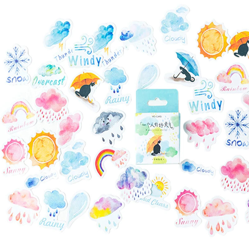 

40Packs Wholesale Lovely One Person Good Weather Boxed Stickers Cartoon Diary Adhesive Scrapbooking Decorative free shipping