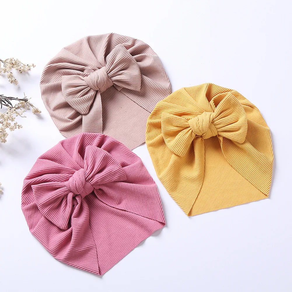 

Baby Girl Caps Baby Accessories Newborn Toddler Kids Baby Girl Turban Cotton Beanie Hat Winter Cap Knot Solid Soft Hospital Caps