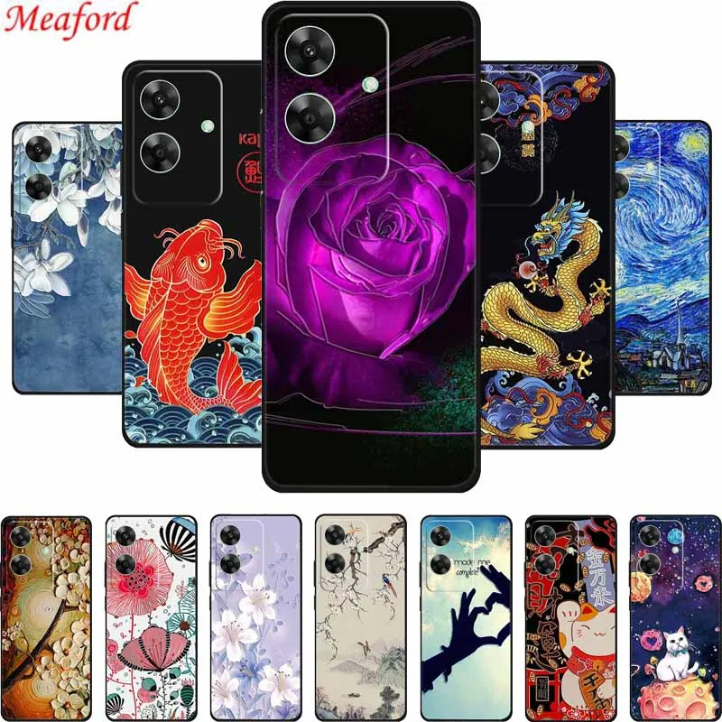 Рельефный силиконовый мягкий чехол-накладка с объемным цветочным рисунком для