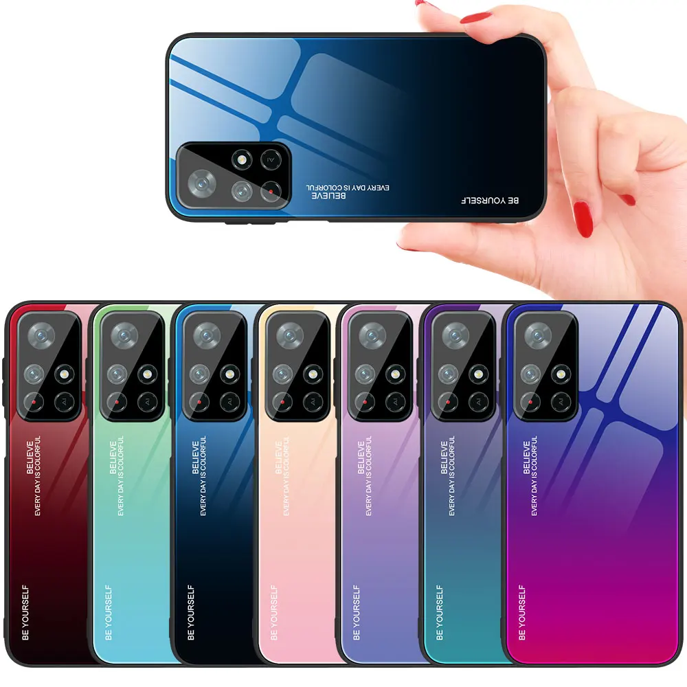 

Чехол из закаленного стекла с градиентом для Xiaomi Poco M4 M3 F2 X3 Pro F3