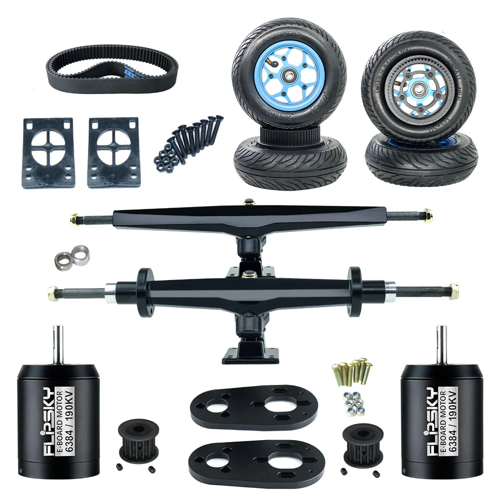 New Group T7 DIY Electric Skateboard 15.22“Double Kingpin Trucks and 6374/6384/63100 190KV D shaft  Motor Kits (Dual Drive)