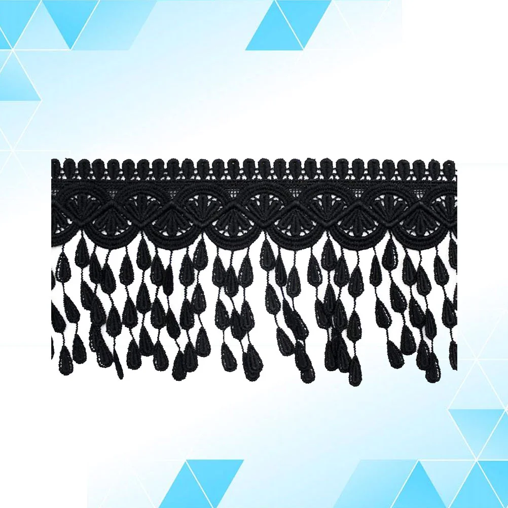 

Trim Lace Sewing Fringe Tassel Ribbon Embroidered Fabric Clothingstyle Garment Wide Vintage Craft Dress Black Upholstery Diy Pom