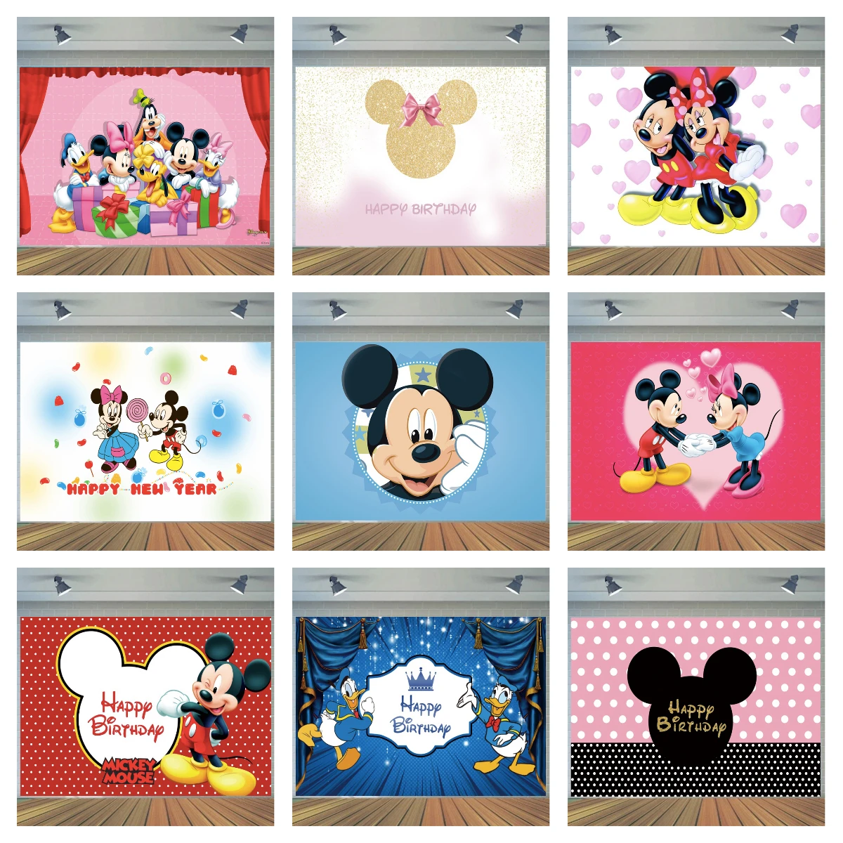 

Disney Donald Duck Mickey Mouse Minnie Photography Background Girl Birthday Party Decoration Banner Backdrop Photo Studio Custom