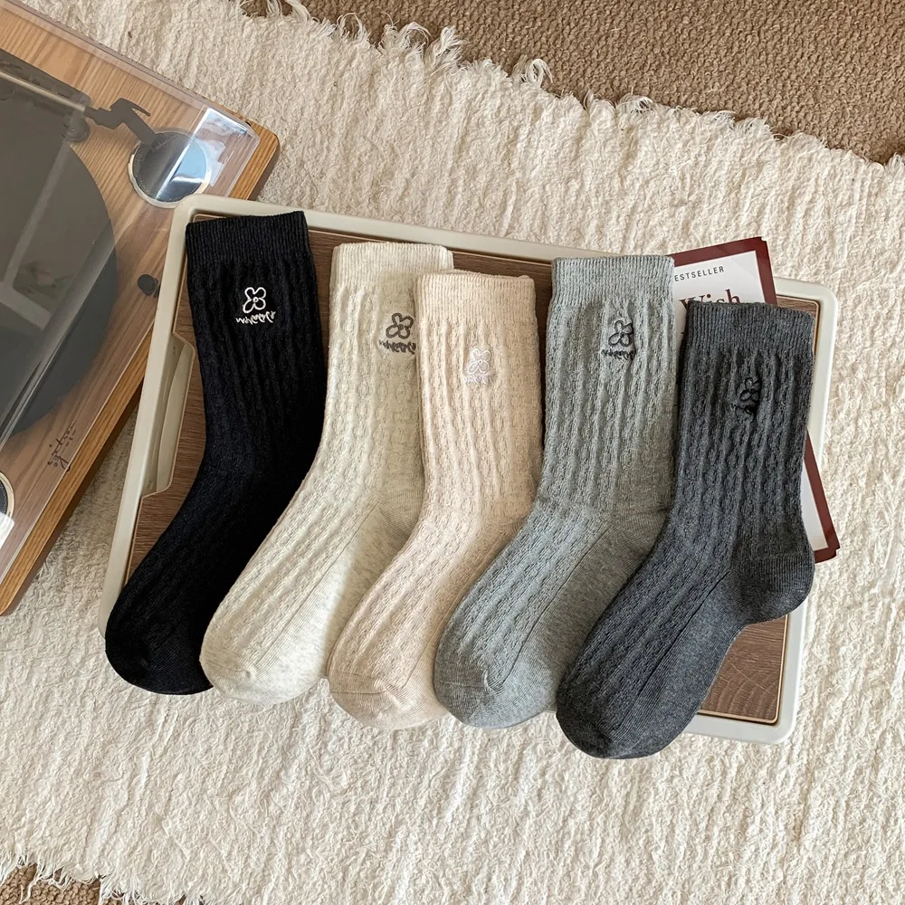 Женские носки Harajuku с вышивкой и цветочным принтом японские милые Kawaii женские