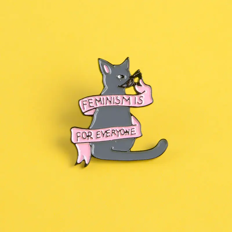 

Feminism Gray Kitten Brooch Badges Decor Clothing Lightweight Jewelry Accessories