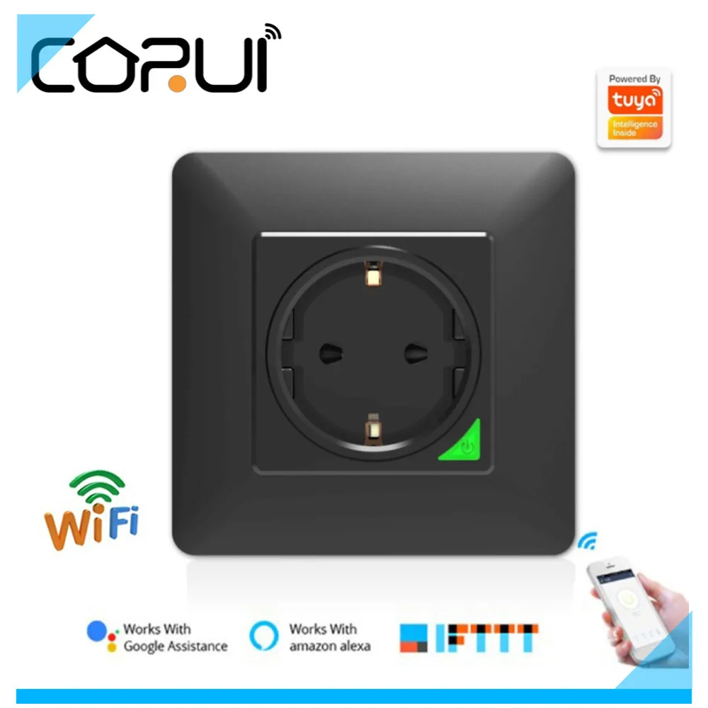 

Умная настенная розетка CORUI, 16 А, Wi-Fi, 1/2/3 гнезда