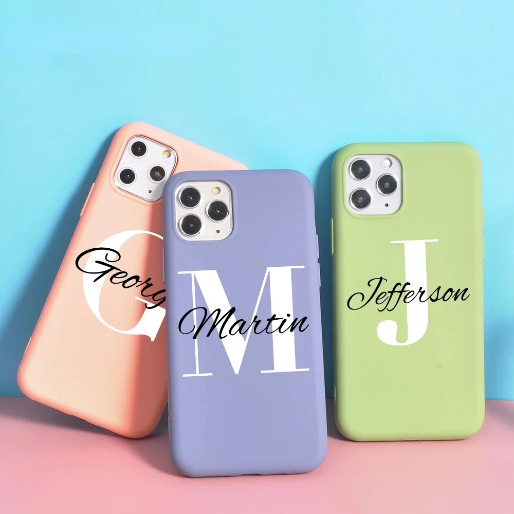 

Custodia per cellulare nome iniziali in Silicone per iphone 13 custodia 12 Pro 11 8 Plus SE 2020 X XS Max Funda XR 6 6s 7 coppie
