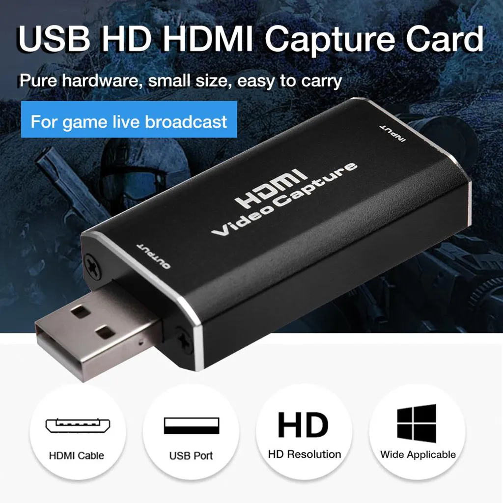 

Free Ship Hdmi To Usb 2.0 Video Capture Card 1080p Hd Recorder Game/video Live Streaming Tarjeta de captura de video del juego