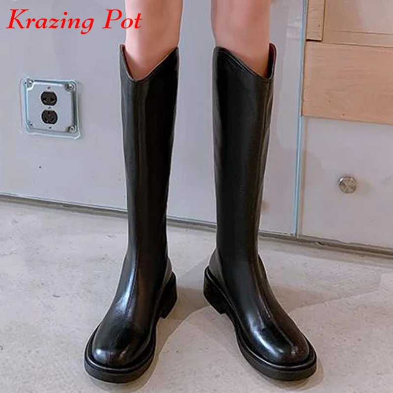 

Сапоги Krazing Pot из коровьего спилка, на среднем каблуке, с круглым носком
