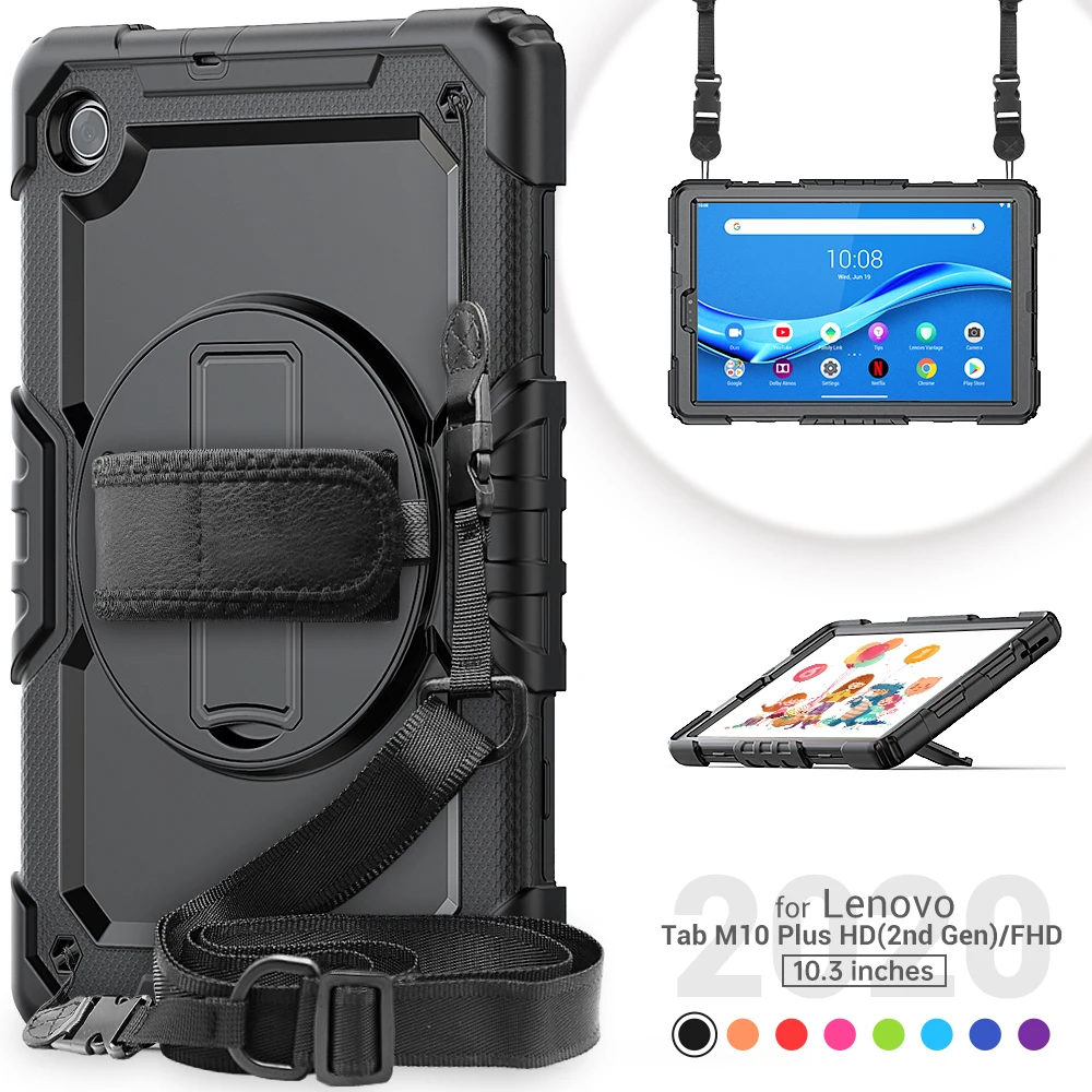 

360 Rotation Hand Strap Kickstand Tablet Case For Чехол Lenovo Tab M10 Fhd Plus Protective Cover