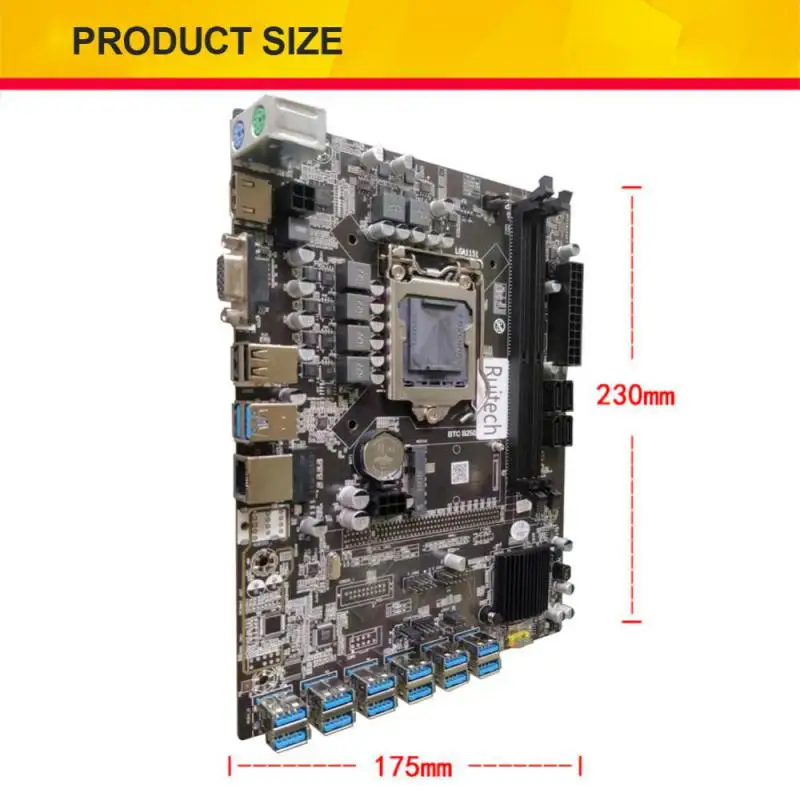 Материнская плата для майнинга 12x pci-e LGA 1151 2 * DDR4 SATA MSATA USB 3 0 VGA |