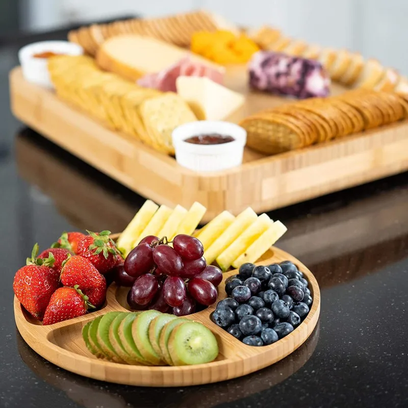 

Hot Four Sauce Cheese Board Set Ceramic Dish Ceramic Bowl Fruit Bread Board Steak Chopping Board Bamboo Accessories Complete