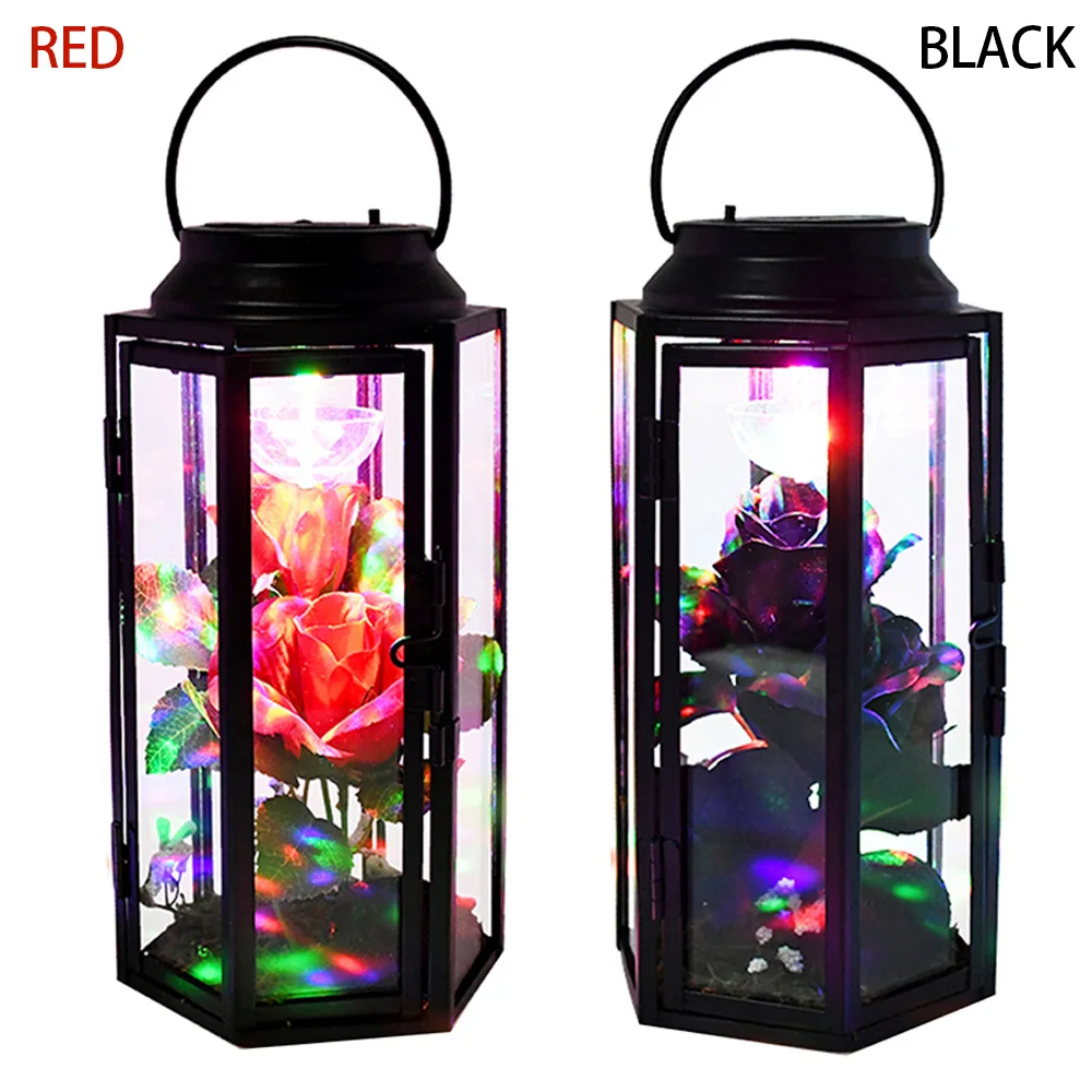 

Rechargable LED Rose Wind Lamp with Rose in Glass Dome and Metal Frame 31*11cm Ornament Gift for Valentine's Day Wedding