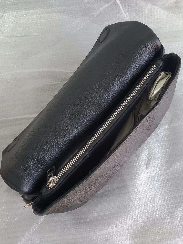 

Women Bags Classic Two Colors Double-deck Bag Genuine Leather