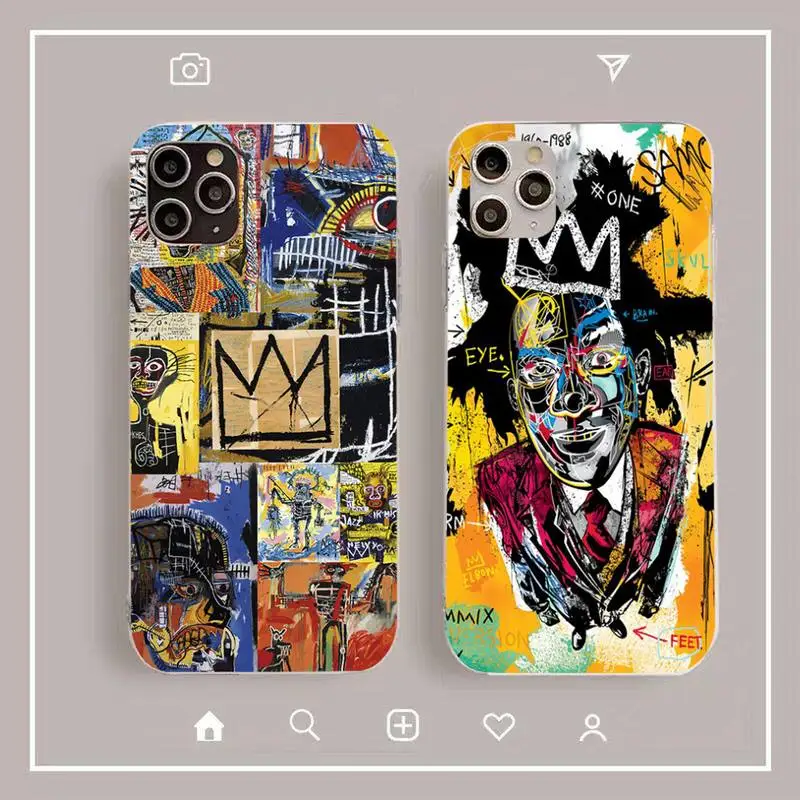 

Jean Michel Basquiat Art Graffiti Phone Case for iPhone 11 12 13 Mini Pro Max 8 7 6 6S Plus X 5 SE 2020 XR XS Case shell