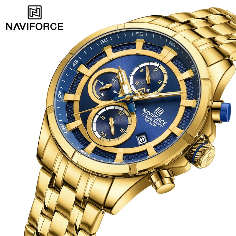 Часы наручные NAVIFORCE Мужские кварцевые модные оригинальные спортивные роскошные