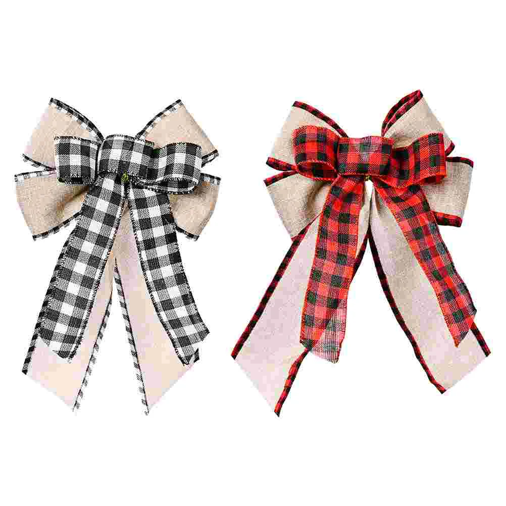 

Bow Christmas Tree Bows Topper Plaid Gift Xmas Gilding Clothfor Large Hanger Door Decoration Embellishments Wreath Decorative