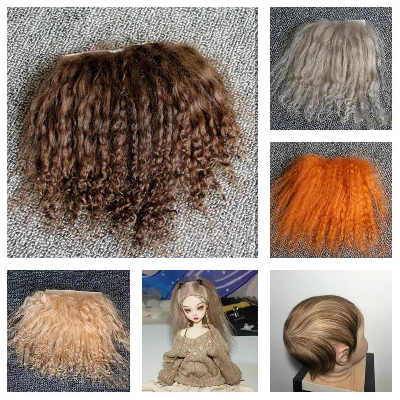 S Reborns Dolls Pure Mohair Coffee Light Gray Bjd Ob11 Dolls Wigs Sheepskin Wool Lamb Hair Diy Accessories