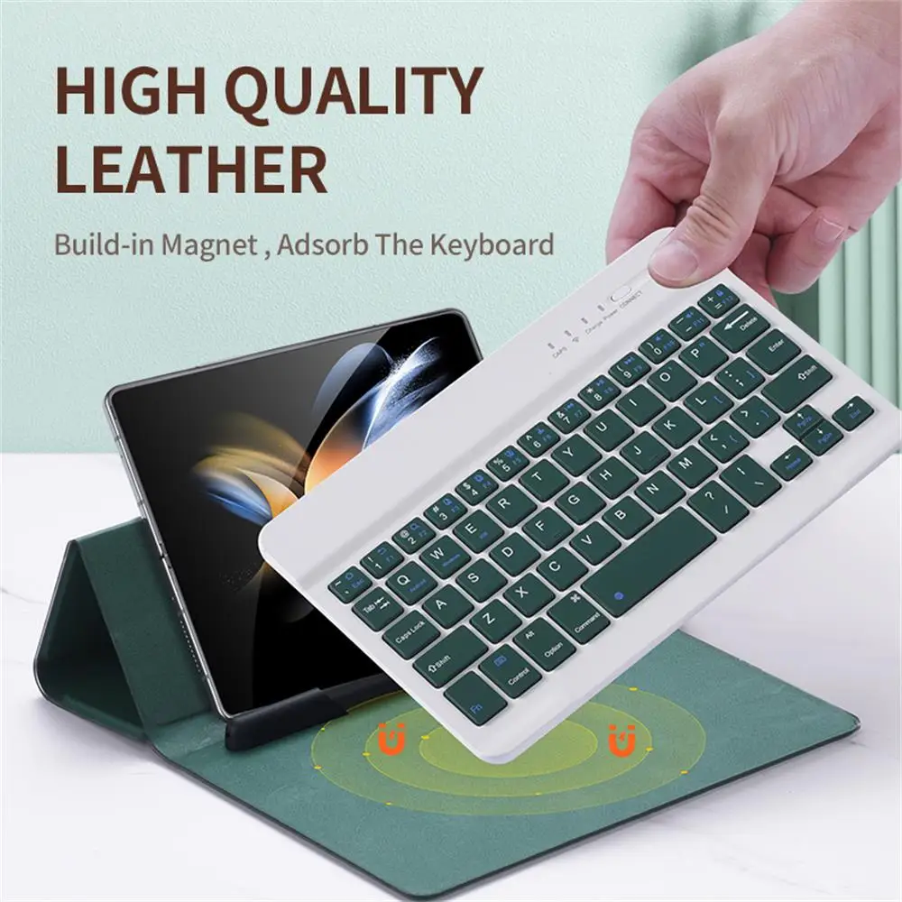 For Samsung Galaxy Z Fold 4 3 2 Magnetic Bluetooth Wireless Keyboard Case Folding Leather Stand Keyboard Cover With Optional Pen