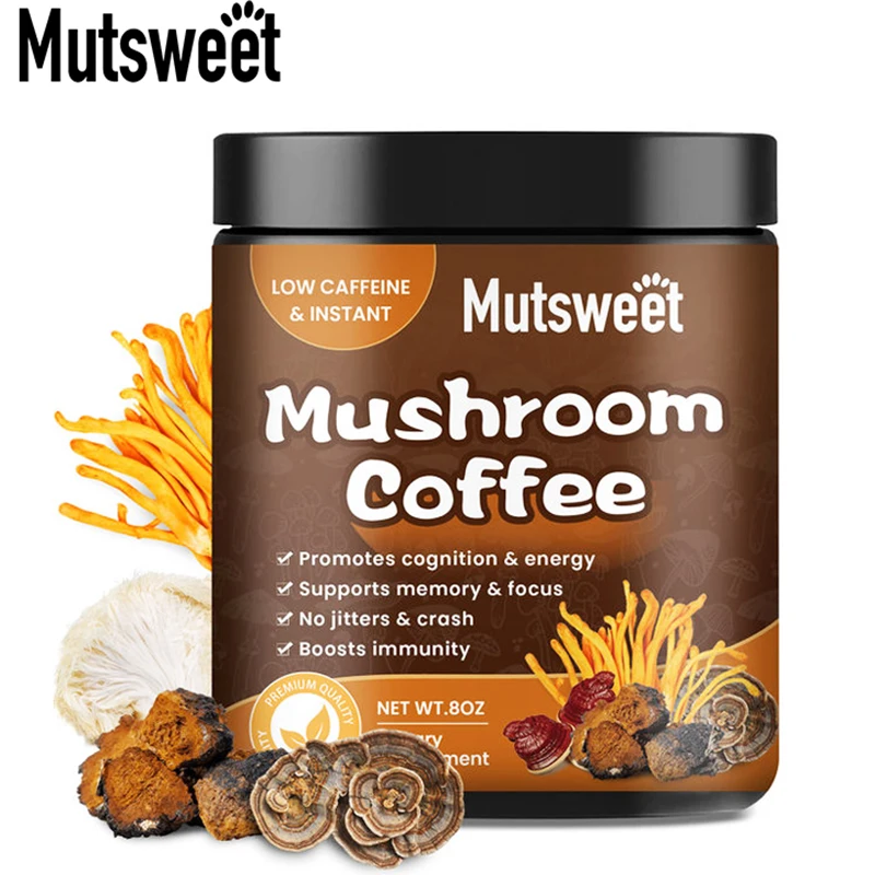 

Mutsweet Mushroom Extract Coffee Morning Energy Blend Supplement Focus Immune Support With Complex Memory Healthy Care For Adult