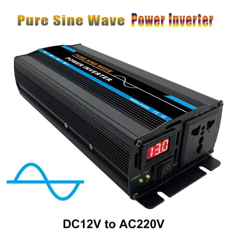 

800W Pure Sine Wave Power Inverter DC12/ 24V To AC 220V For Car Vehicle Solar Panel Home Outdoor RV Camping Wave Power Inverter