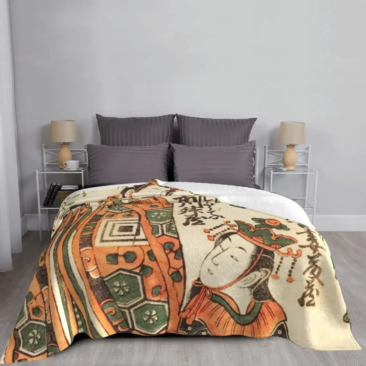 Классическое японское Искусство: сцены из игры Keisei Kaneni Sakura от Torii Kiyohiro пледы