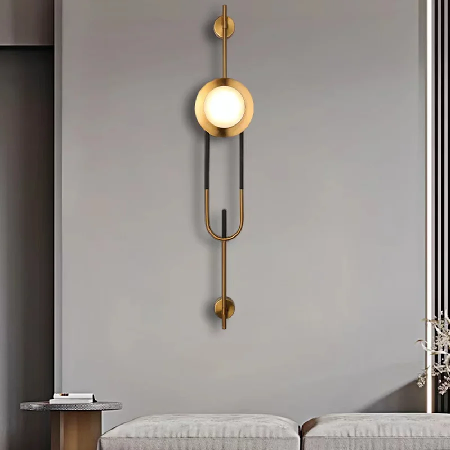 

Classicial Design Creative Wall Light Hotel Living Room Background Decoration Long Sconce Bedroom Luxury Marble Golden Wall Lamp