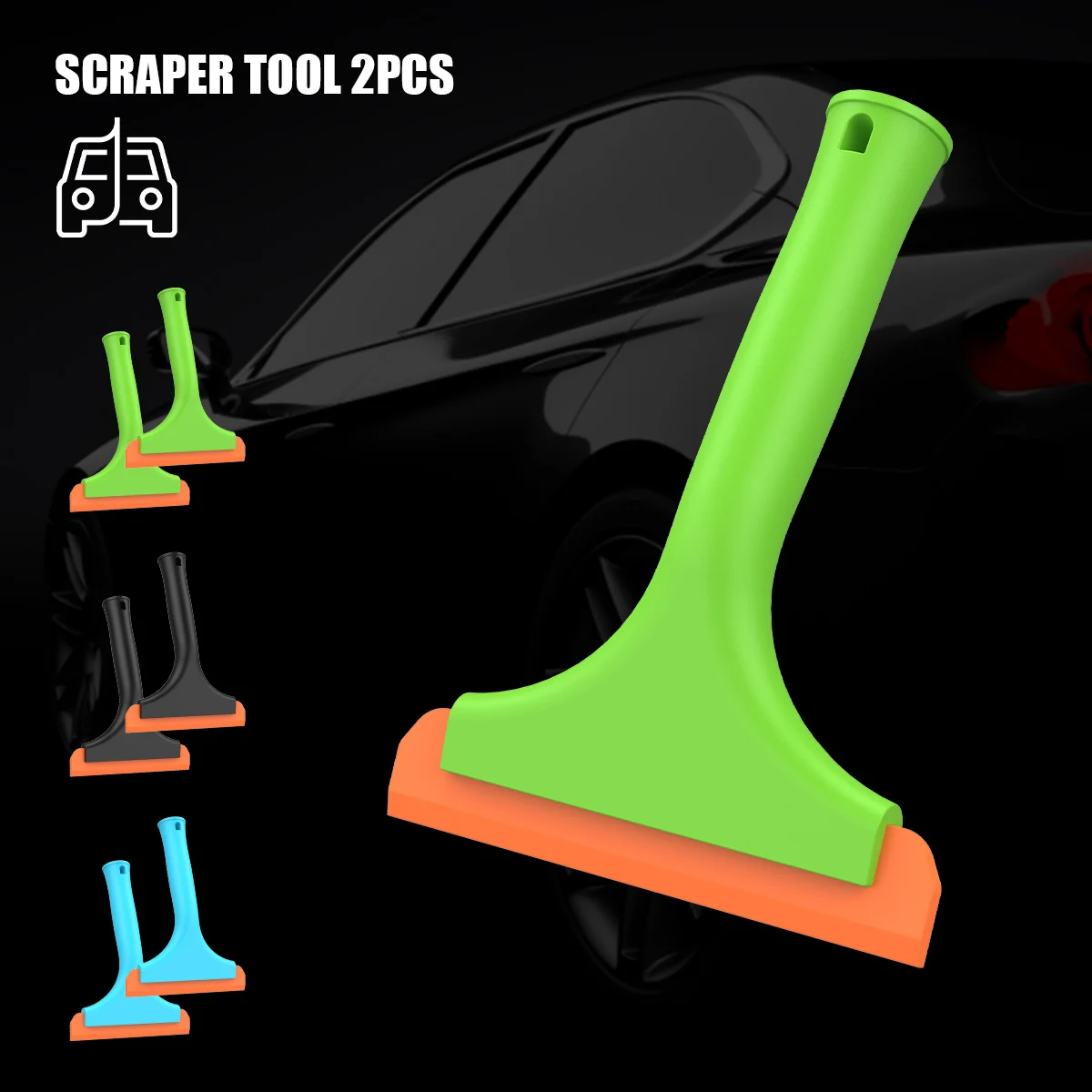 

2Pcs Silicone Squeegee Auto Water Blade Reusable Durable Water Wiper Handheld Portable Shower Squeegee Lightweight Car