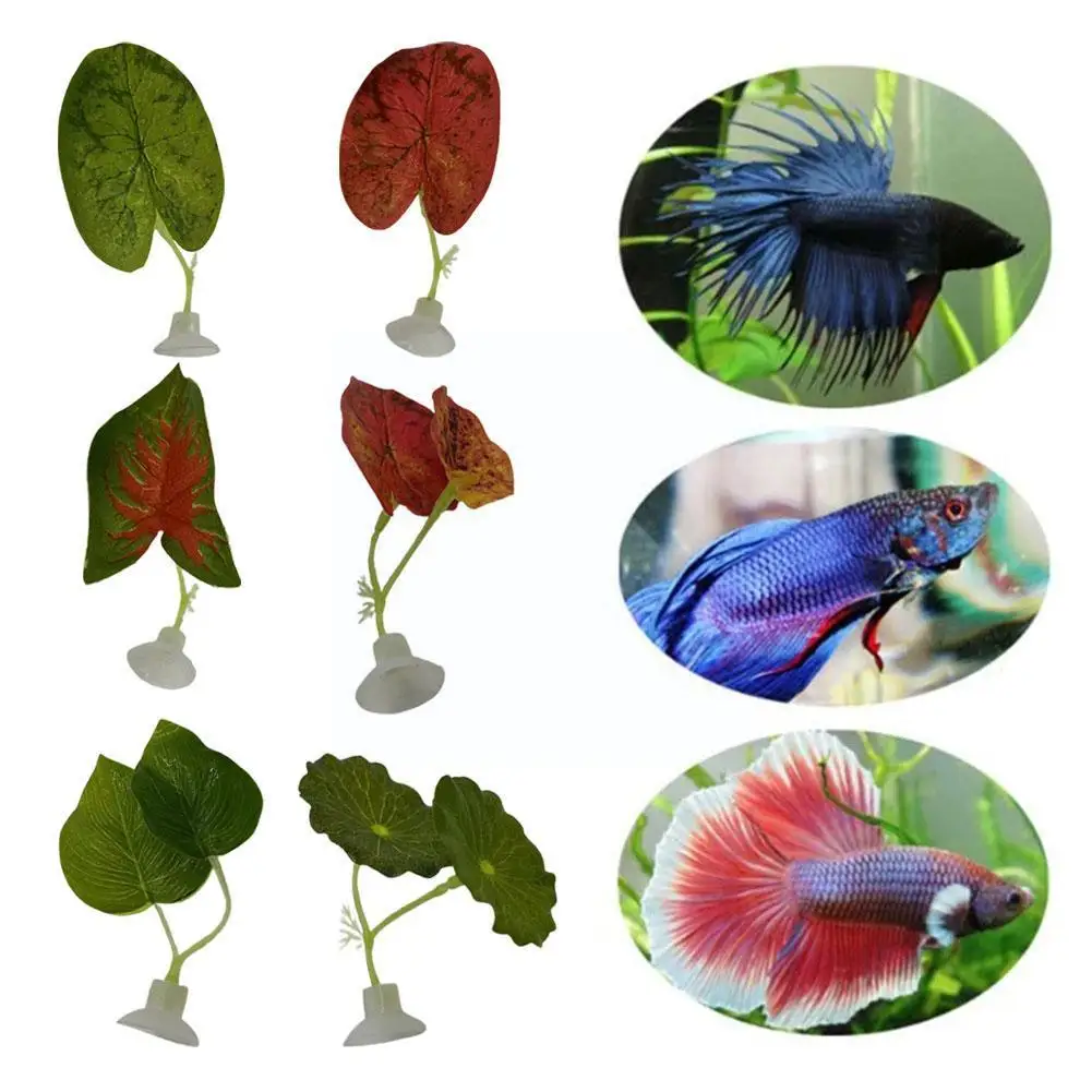 

Artificial Aquarium Leaf Plants Betta Fish Rest Spawning Ornamental Leaf Plant Play Hammock Hide Betta Decoration Relax Fis U6Y3